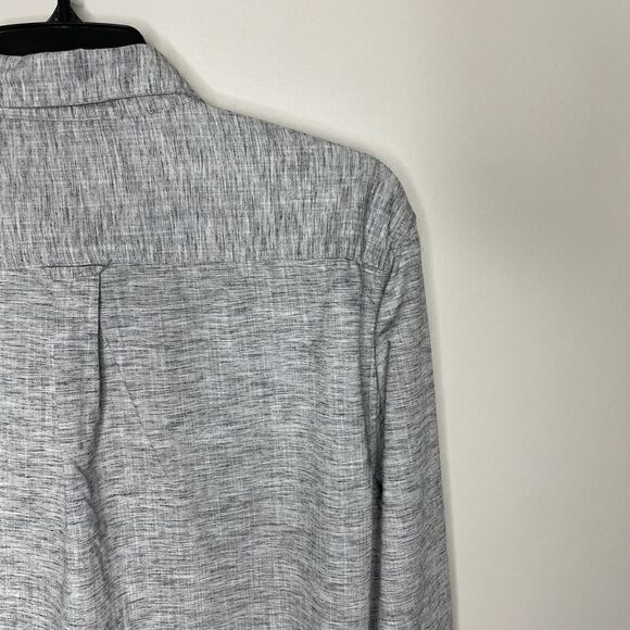 DENIM & FLOWER Shirt Mens XL Button-Down Gray Crosshatch Cotton Lyocell Blend - Picture 5 of 10